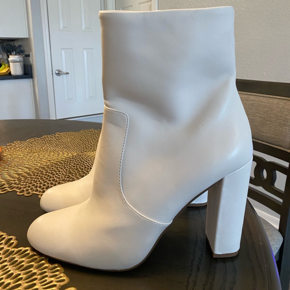Steve Madden White Ankle Booties